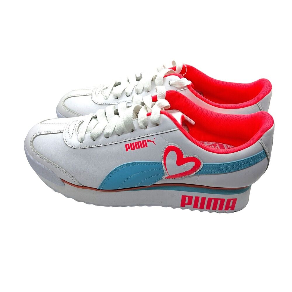 Puma Sneakers Shoes Roma Amor Heart Platform White SZ 10 US Womens 371861-01 New